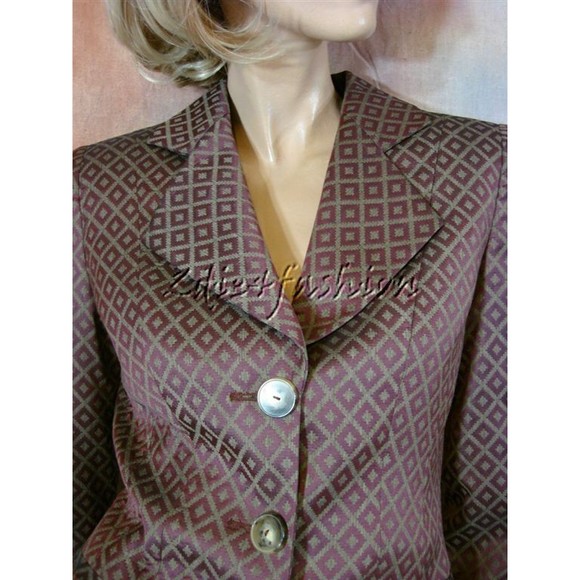 $3675 New GIORGIO ARMANI Burgundy Diamond Jacquard Fitted Jacket 6 - Picture 2 of 6